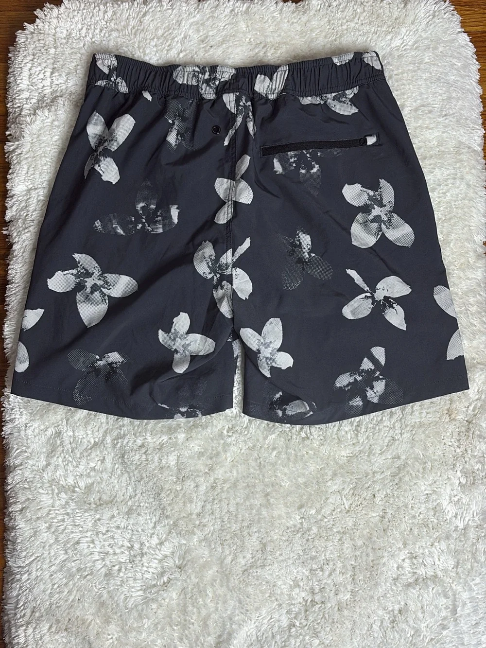 Calvin Klein Black Swim Shorts with White Floral Print